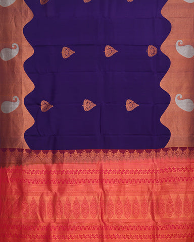 Purple Blue Kanjivaram Silk Saree - PattuCheeralu