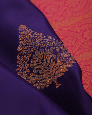 Purple Blue Kanjivaram Silk Saree - PattuCheeralu