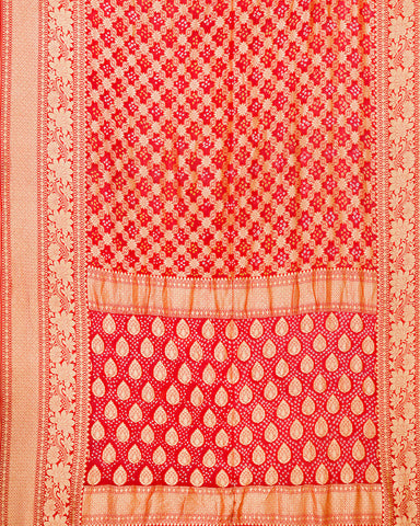 Red bandhani georgette saree - PattuCheeralu