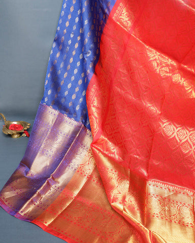 Blue kanjivaram silk saree - PattuCheeralu