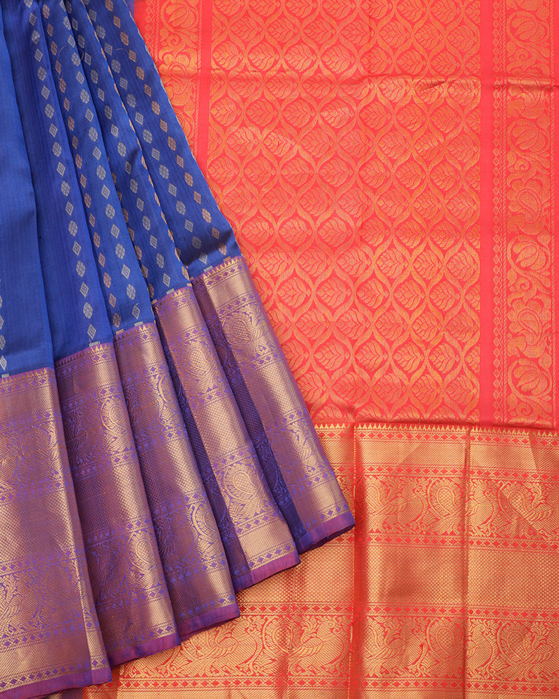 Blue kanjivaram silk saree - PattuCheeralu