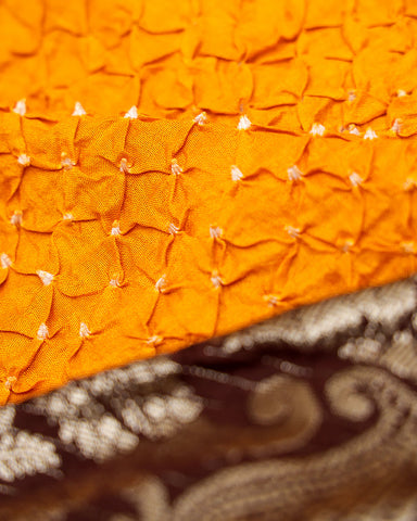 Yellow bandhani silk saree - PattuCheeralu