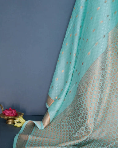 Sea Green Mysore Silk Saree - PattuCheeralu