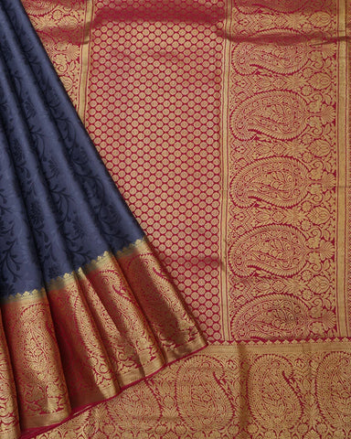 Dark Blue Mysore Silk Saree - PattuCheeralu