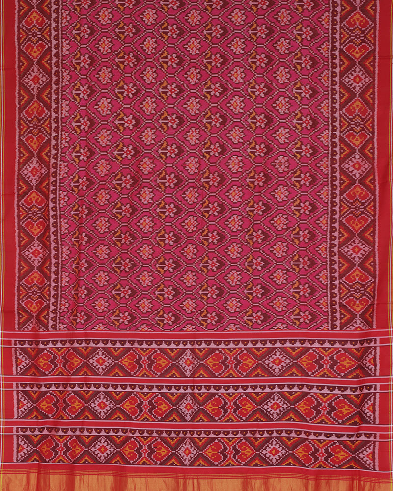 Double Ikkat Red Saree - PattuCheeralu