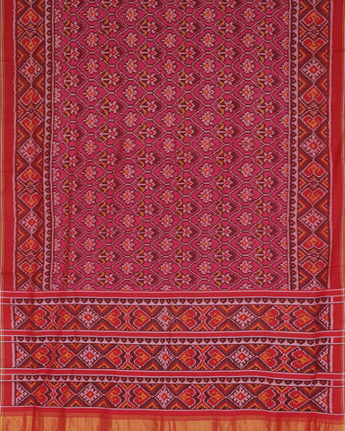 Double Ikkat Red Saree - PattuCheeralu