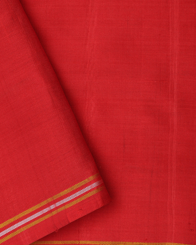 Double Ikkat Red Saree - PattuCheeralu