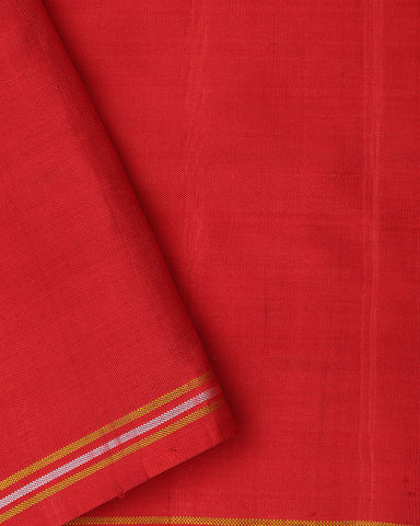 Double Ikkat Red Saree - PattuCheeralu