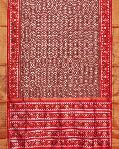 Chocolate Brown Patola Silk Saree - PattuCheeralu