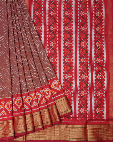 Brown Patola Silk Saree - PattuCheeralu