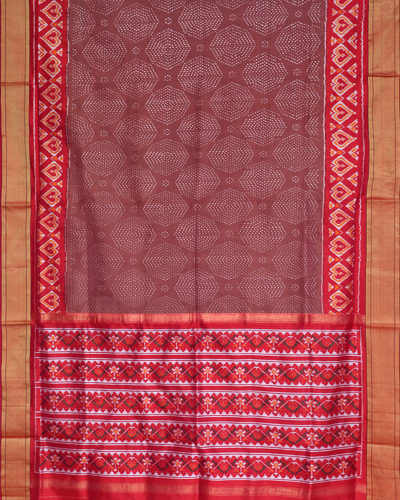 Brown Patola Silk Saree - PattuCheeralu