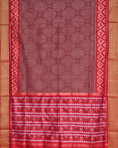 Brown Patola Silk Saree - PattuCheeralu