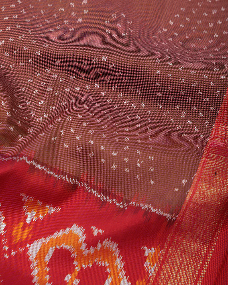 Brown Patola Silk Saree - PattuCheeralu