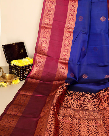 Navy Blue soft silk saree - PattuCheeralu