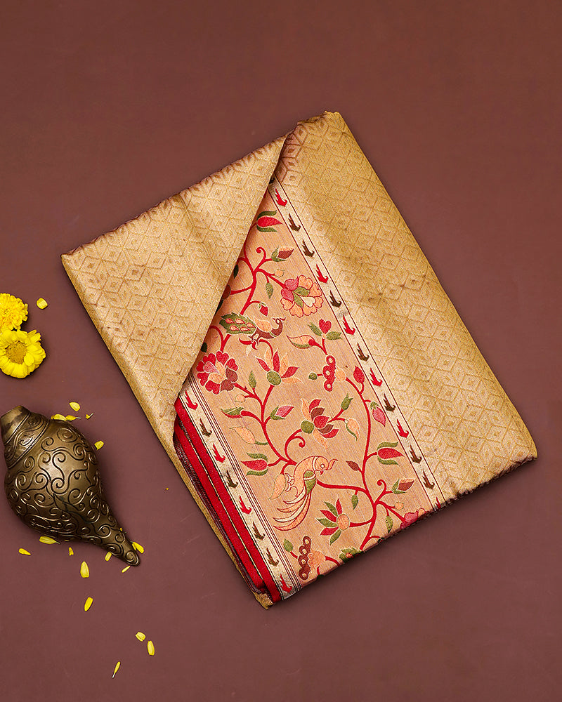 The gold tissue Kanjivaram saree - PattuCheeralu