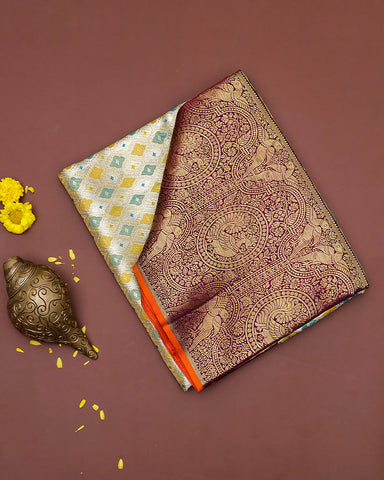 The light blue tissue Kanjivaram saree - PattuCheeralu