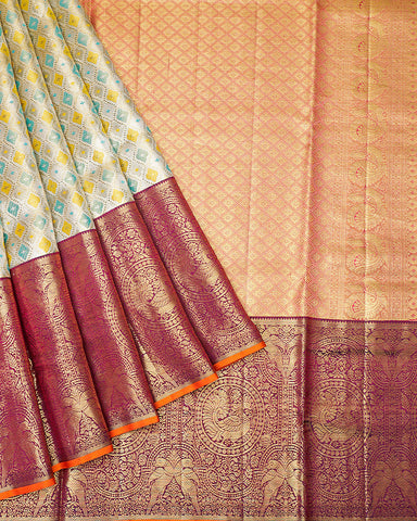 The light blue tissue Kanjivaram saree - PattuCheeralu