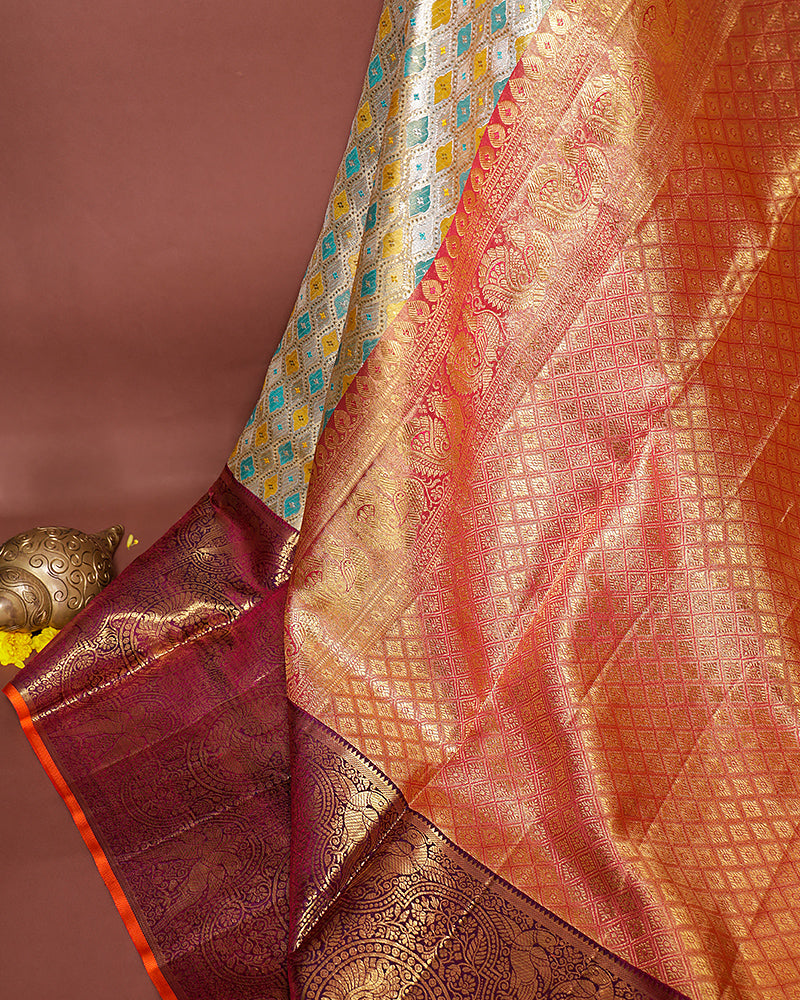 The light blue tissue Kanjivaram saree - PattuCheeralu