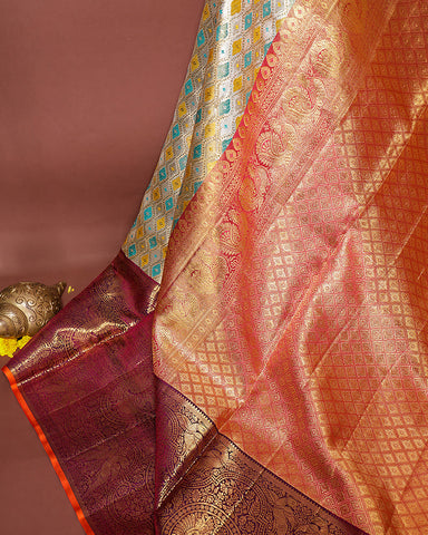 The light blue tissue Kanjivaram saree - PattuCheeralu