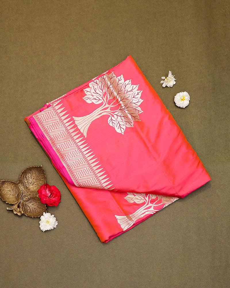 Pink katan silk saree - PattuCheeralu