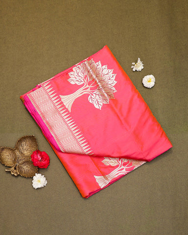 Pink katan silk saree - PattuCheeralu