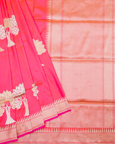 Pink katan silk saree - PattuCheeralu