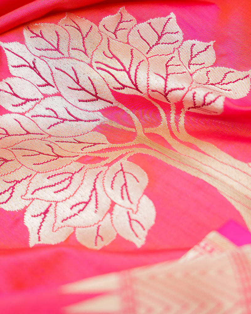 Pink katan silk saree - PattuCheeralu