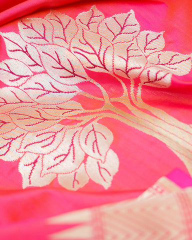 Pink katan silk saree - PattuCheeralu