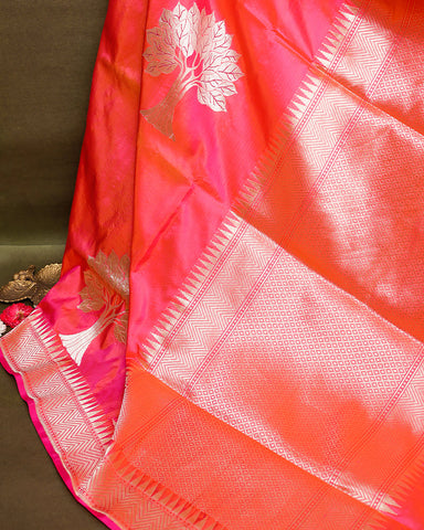 Pink katan silk saree - PattuCheeralu