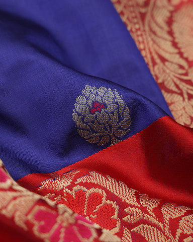Ink Blue Banarasi Katan Silk Saree - PattuCheeralu