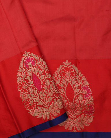 Ink Blue Banarasi Katan Silk Saree - PattuCheeralu