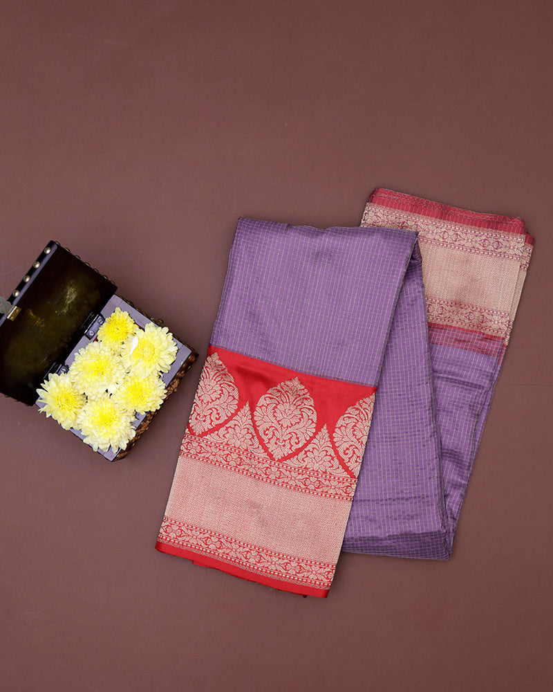 Lavender Katan Banarasi Silk Saree - PattuCheeralu