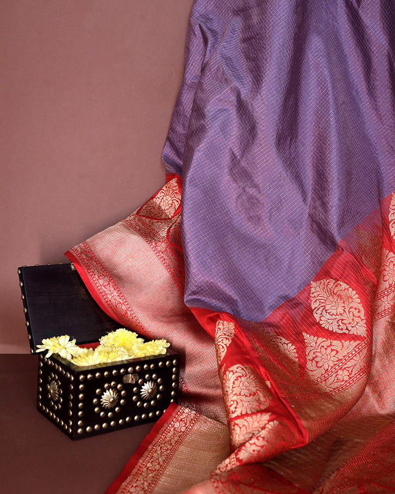 Lavender Katan Banarasi Silk Saree - PattuCheeralu