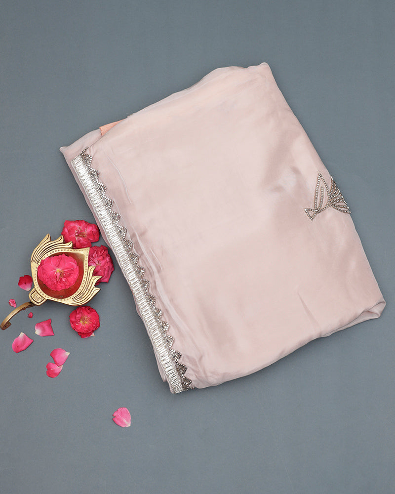 Onion pink Crepe silk saree - PattuCheeralu