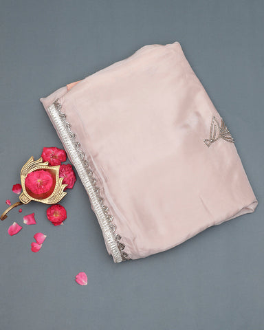 Onion pink Crepe silk saree - PattuCheeralu