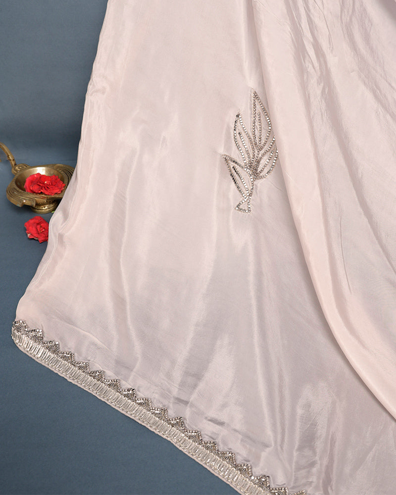 Onion pink Crepe silk saree - PattuCheeralu