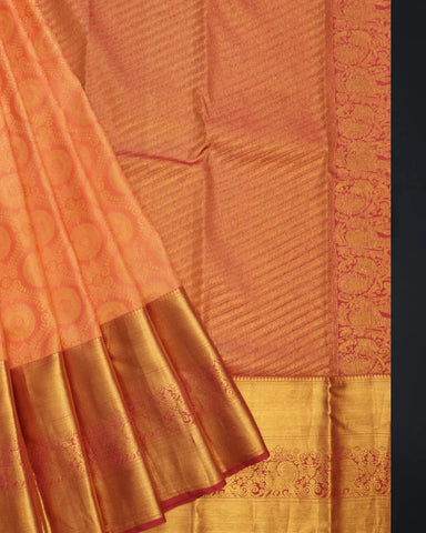 Peach Kanjivaram Silk Saree - PattuCheeralu