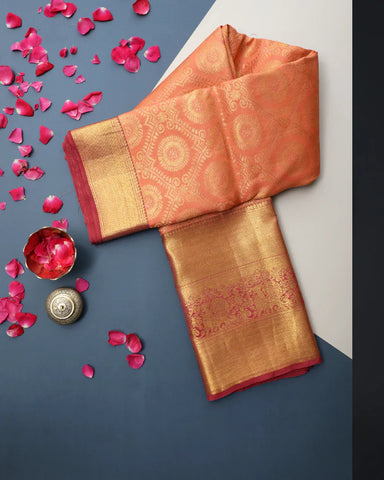 Peach Kanjivaram Silk Saree - PattuCheeralu